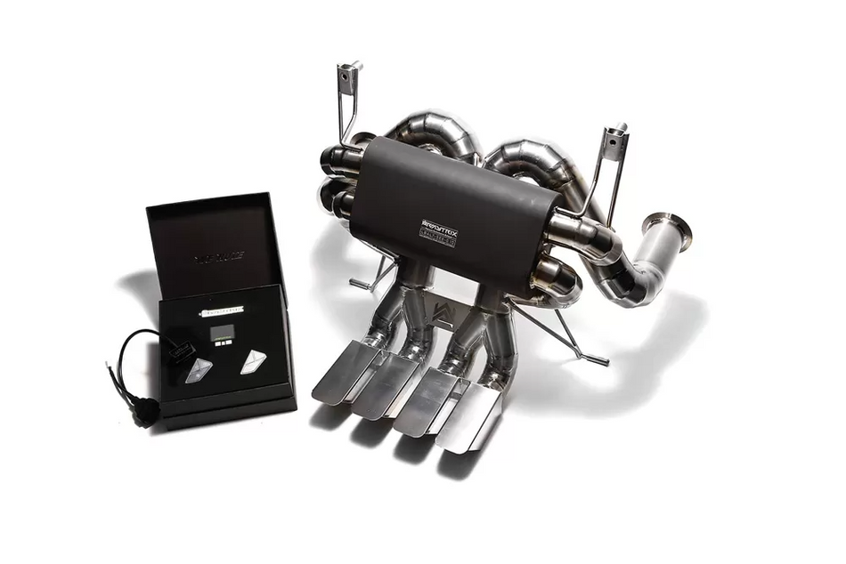 Armytrix Black Coated Valvetronic Titanium Muffler Quad Tips - Lamborghini Aventador 2012-2016