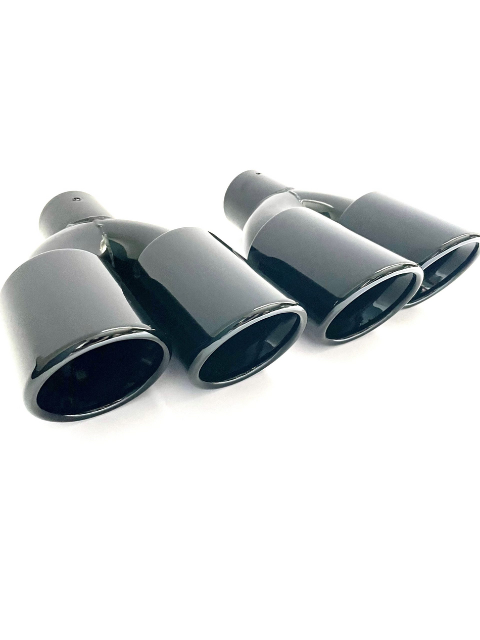 Double High Gloss Black Tips 2x90mm (ø64mm)