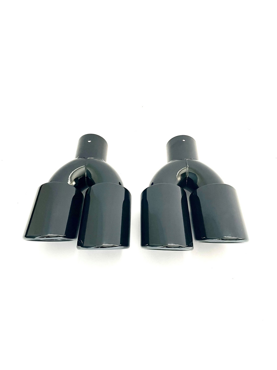 Double High Gloss Black Tips 2x90mm (ø64mm)